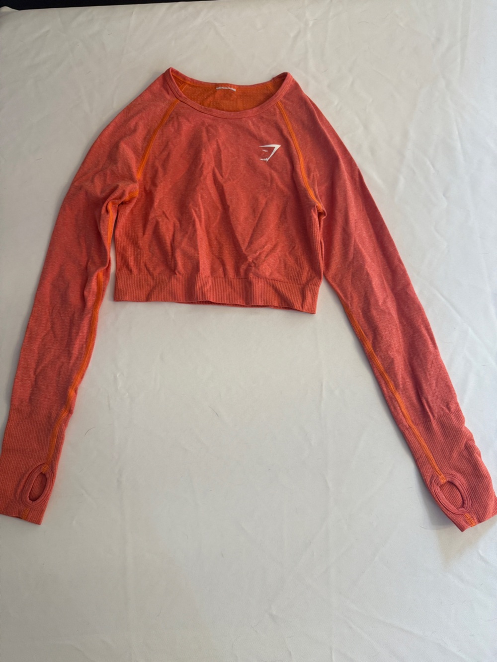 Gymshark Coral-Orange Long-Sleeve Seamless Crop Top